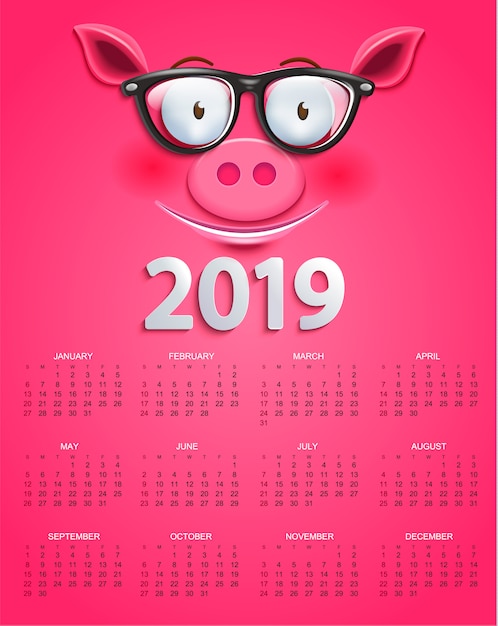 Vector calendar for 2019 year