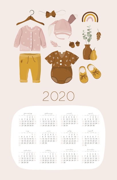 Calendar 2020 template.