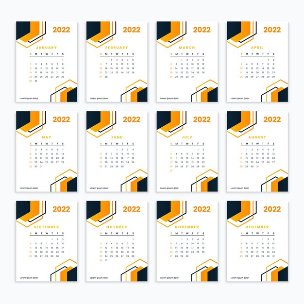 Calendar 2022 design template illustration