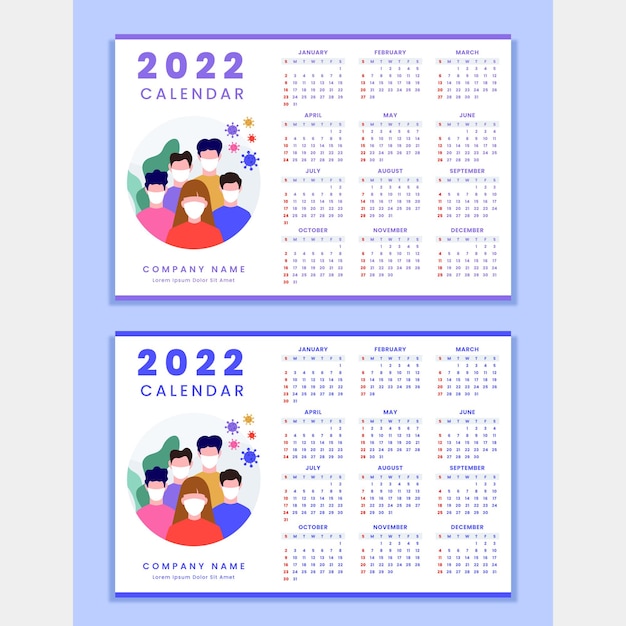 Calendar 2022 design template illustration