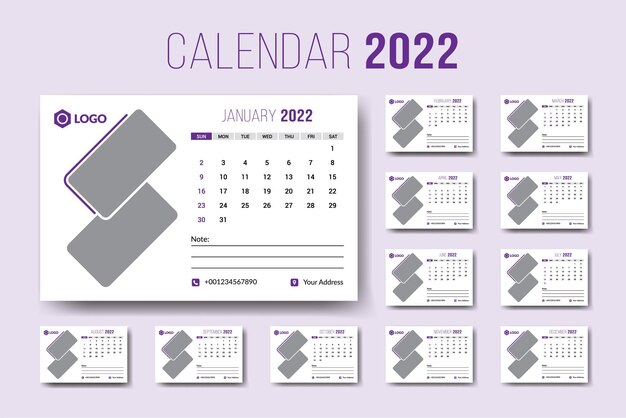 Vettore calendario desk calendario template design vector 2022