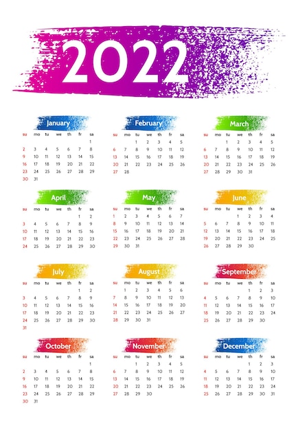 Vector calendar for 2022 isolated on a white background. sunday to monday, business template. vector illustration