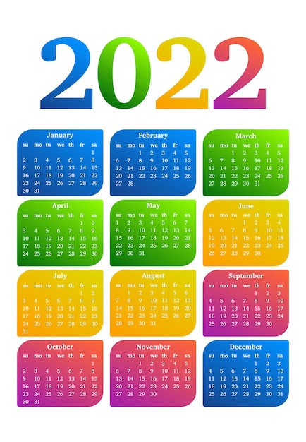 Vector calendar for 2022 isolated on a white background. sunday to monday, business template. vector illustration