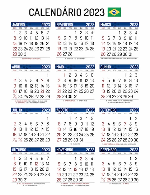 Vector calendar 2023 brazil