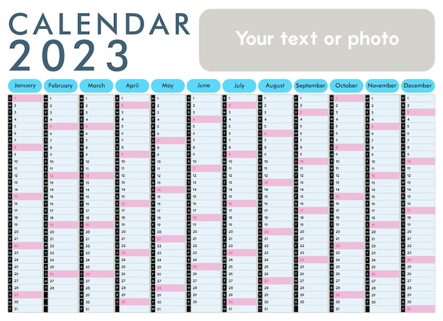 Illustrazione a colori del vettore del pianificatore di eventi giornalieri del calendario 2023