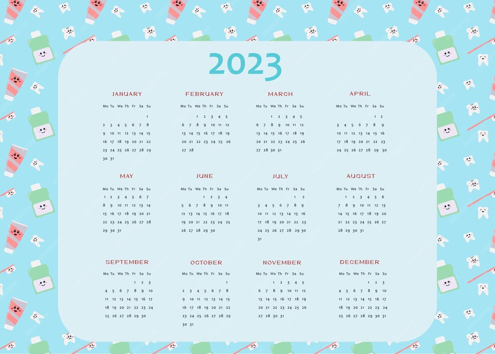 Premium Vector Calendar 2023 for dentists, dental style, dental