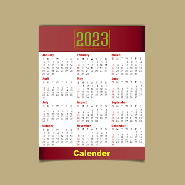 Vector calendar 2023 elements, vector illustration, aesthetic 2023 monthly calendar template, vector set