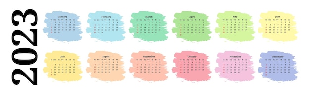 Calendar for 2023 isolated on a white background