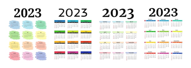 Календарь на 2023 год, изолированные на белом фоне