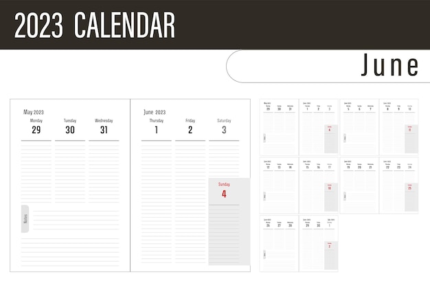 Calendar 2023 kalendarium day number week planner time meeting business