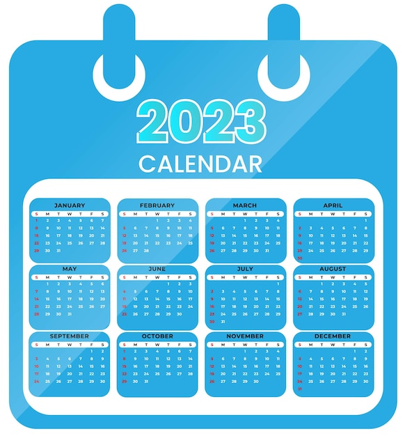 calendar 2023 week start  corporate design template vector.