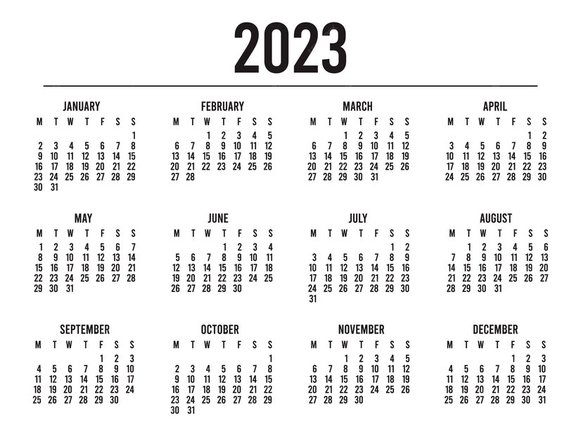 Premium Vector Calendar 2023 with 12 months office classic simple
