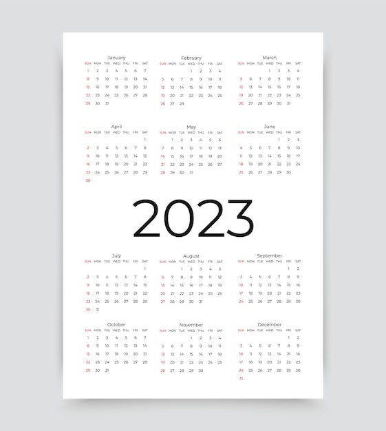 Calendario per 2023 anni calendario con 12 mesi illustrazione vettoriale