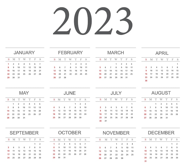 Calendar for 2023 year.