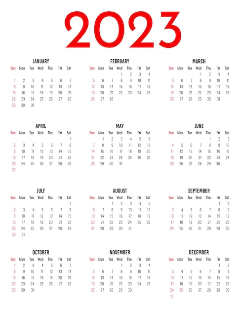 Vector calendar 2023 year