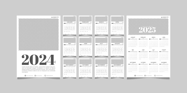 Vector calendar 2024 and 2025 template