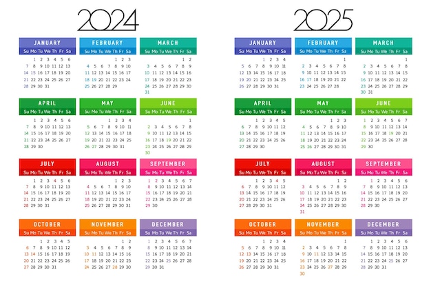 Calendario 2024 2025 illustrazione vettoriale