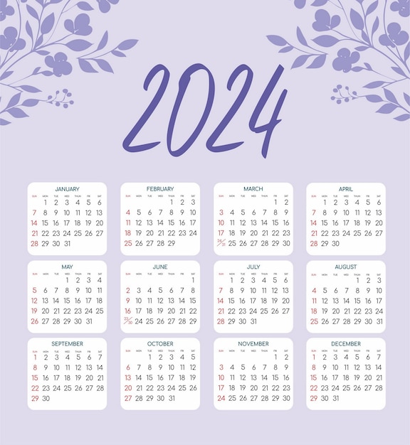 Premium Vector Calendar 2024 All months National Holidays Calendar