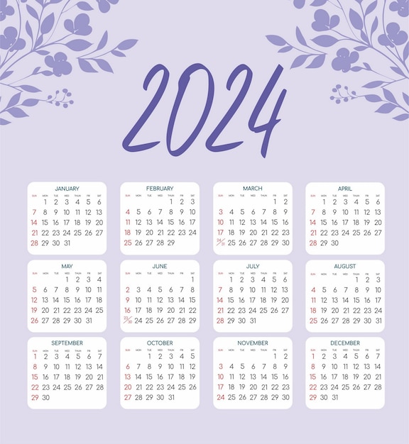 Calendar 2024 All months National Holidays Calendar commemorative dates and holidays