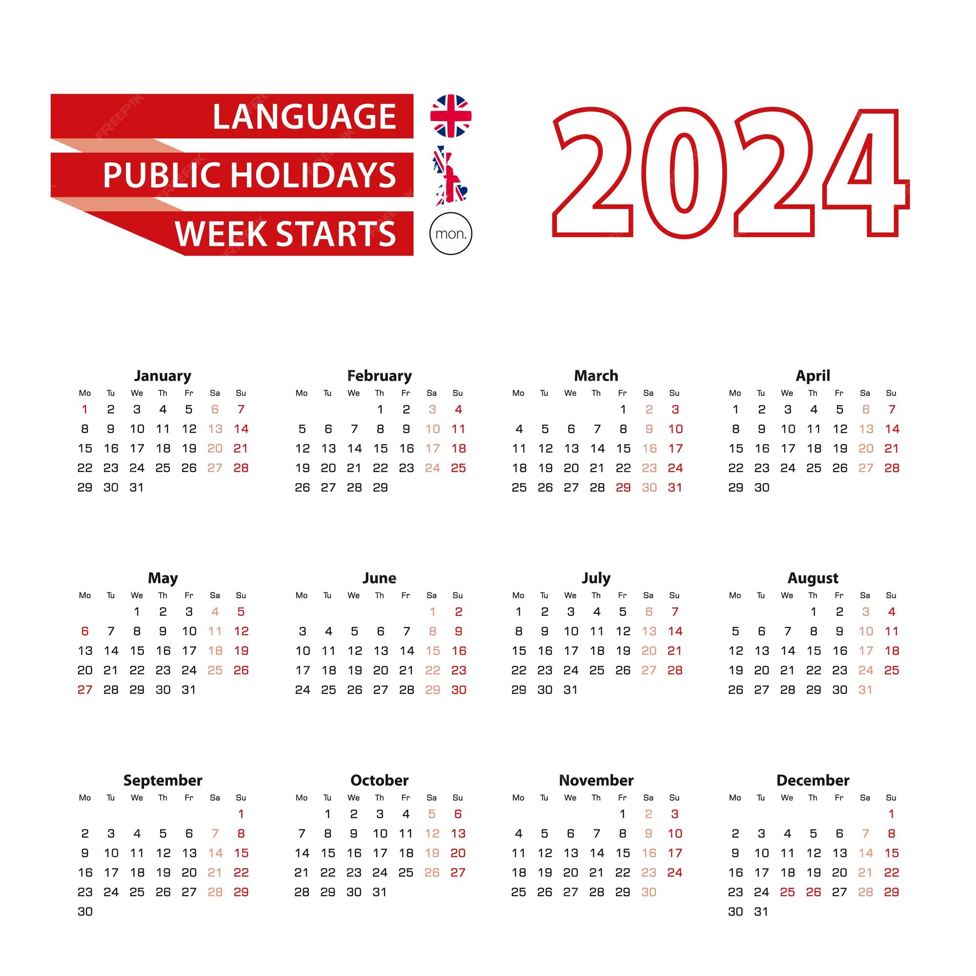 Premium Vector Calendar 2024 in arabic language with public holidays