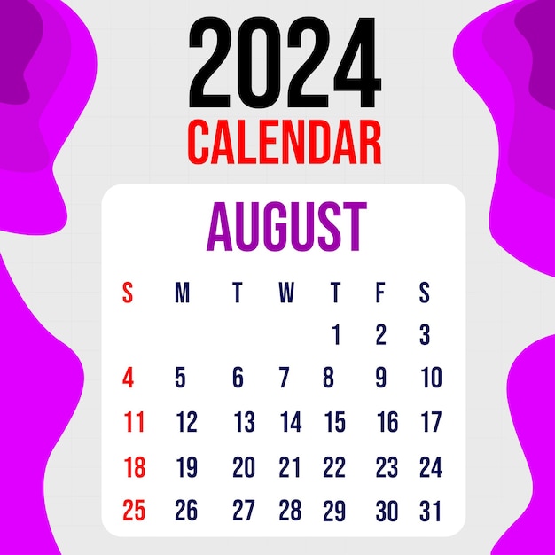 Vettore calendario 2024 colorfull template design