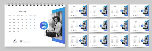 A Calendar 2024 Desk Calendar 2024 Template Design