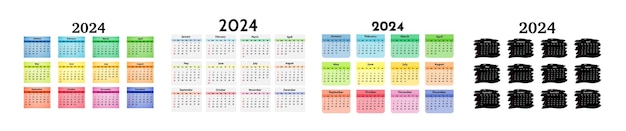 Calendar for 2024 isolated on a white background