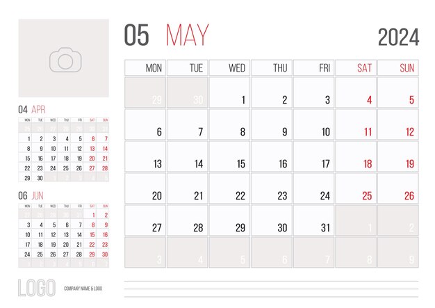 Вектор Календарь 2024 планировщик корпоративный шаблон дизайн май месяц