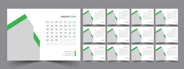 Calendar 2024 planner corporate template design set week starts on monday template for annual cale