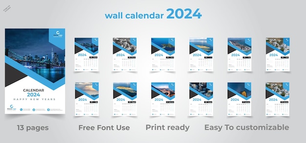 Vector calendar 2024 template calendar