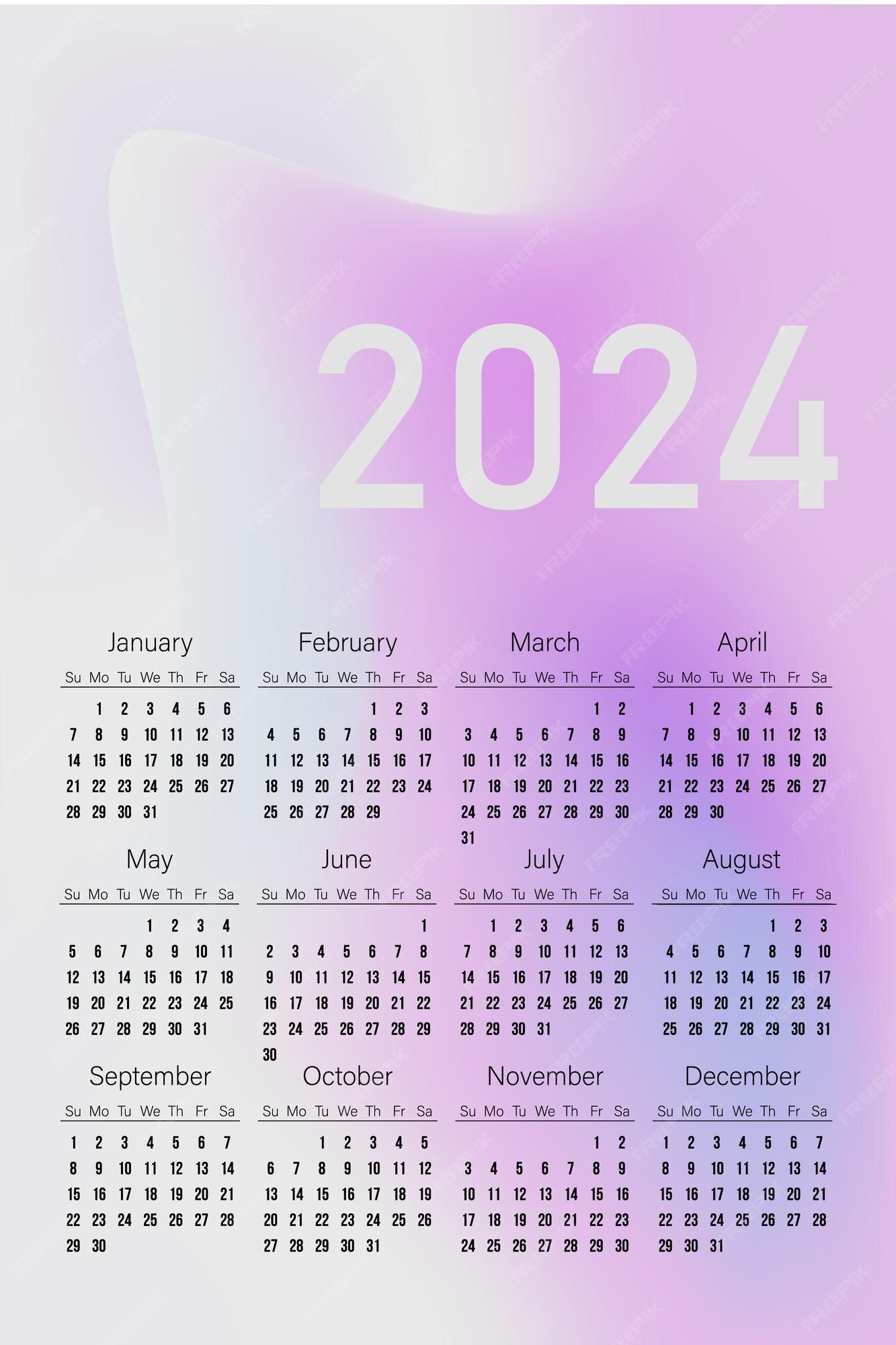 Premium Vector Calendar 2024 template design on abstract background