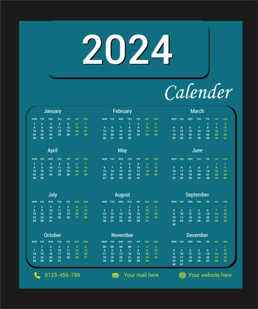 calendar 2024 template design for different types of company