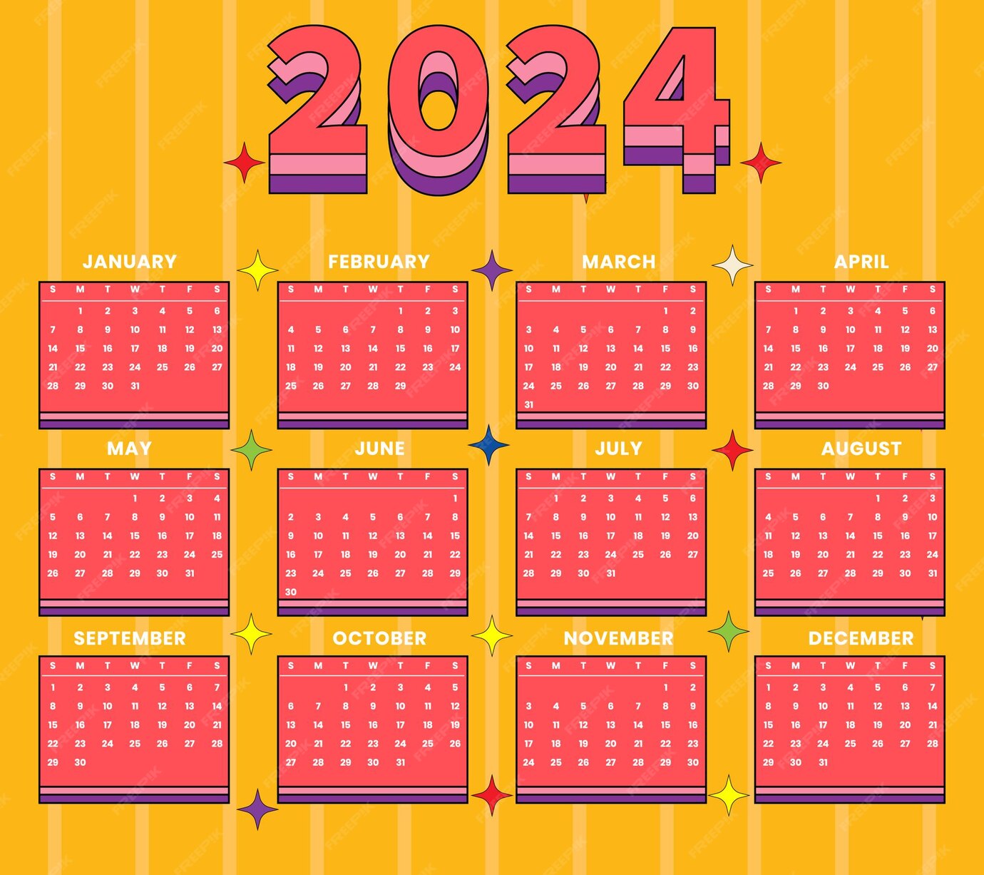 Premium Vector Calendar 2024 template vector simple minimal design