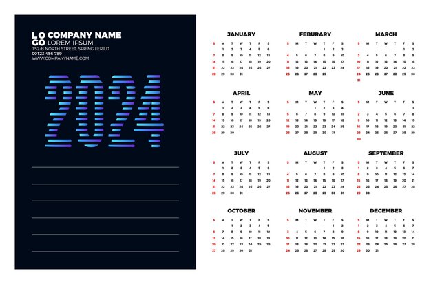 Vector calendar 2024 template vector simple minimal design planner 2024 year wall calendar 2024 year