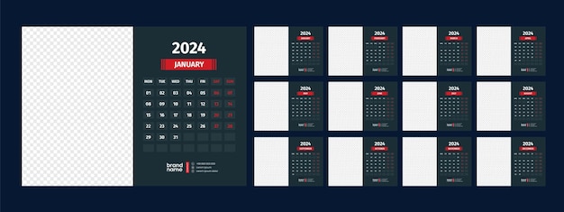 Calendario 2024 modello di calendario da parete