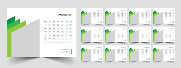 Vector calendar 2024 week start monday corporate design planner template