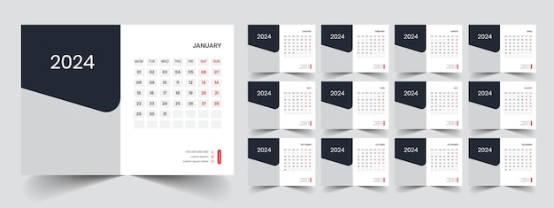 Vector calendar 2024 week start monday corporate design planner template