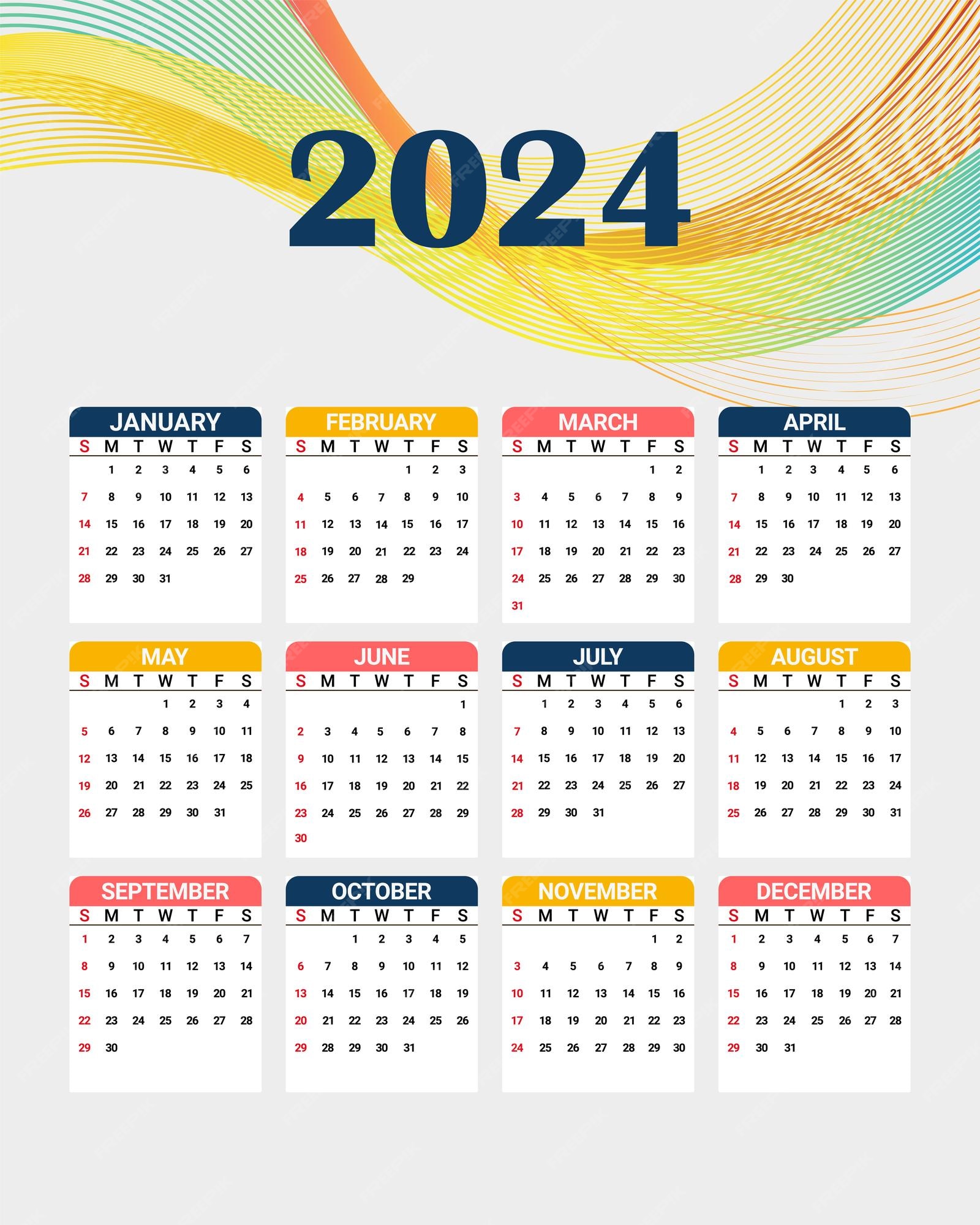 Premium Vector Calendar 2024 with abstract background