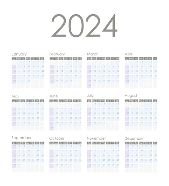 Vettore calendario 2024