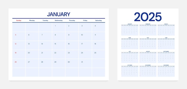 Calendar 2025 design template