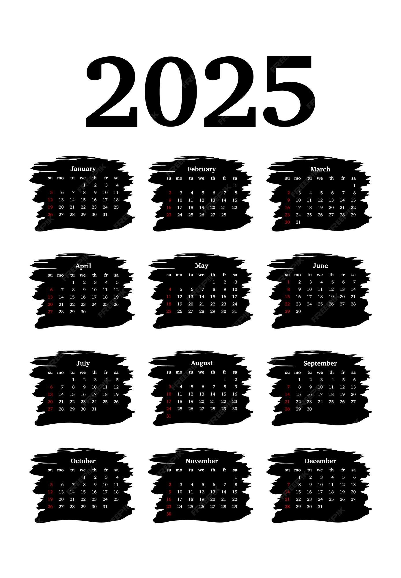 Premium Vector Calendar for 2025 isolated on a white background