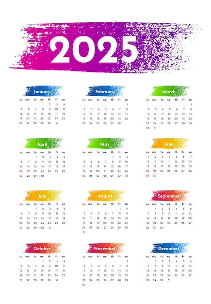 Календарь на 2025 год выделен на белом фоне
