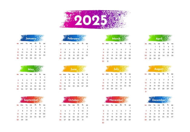 Календарь на 2025 год выделен на белом фоне