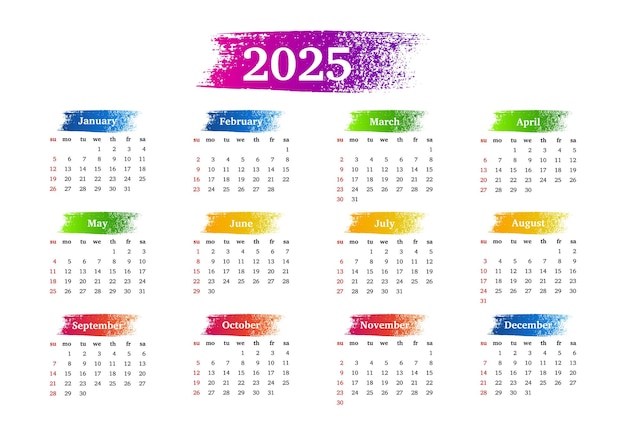 Календарь на 2025 год выделен на белом фоне
