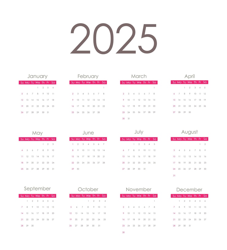 Premium Vector Calendar 2025 red