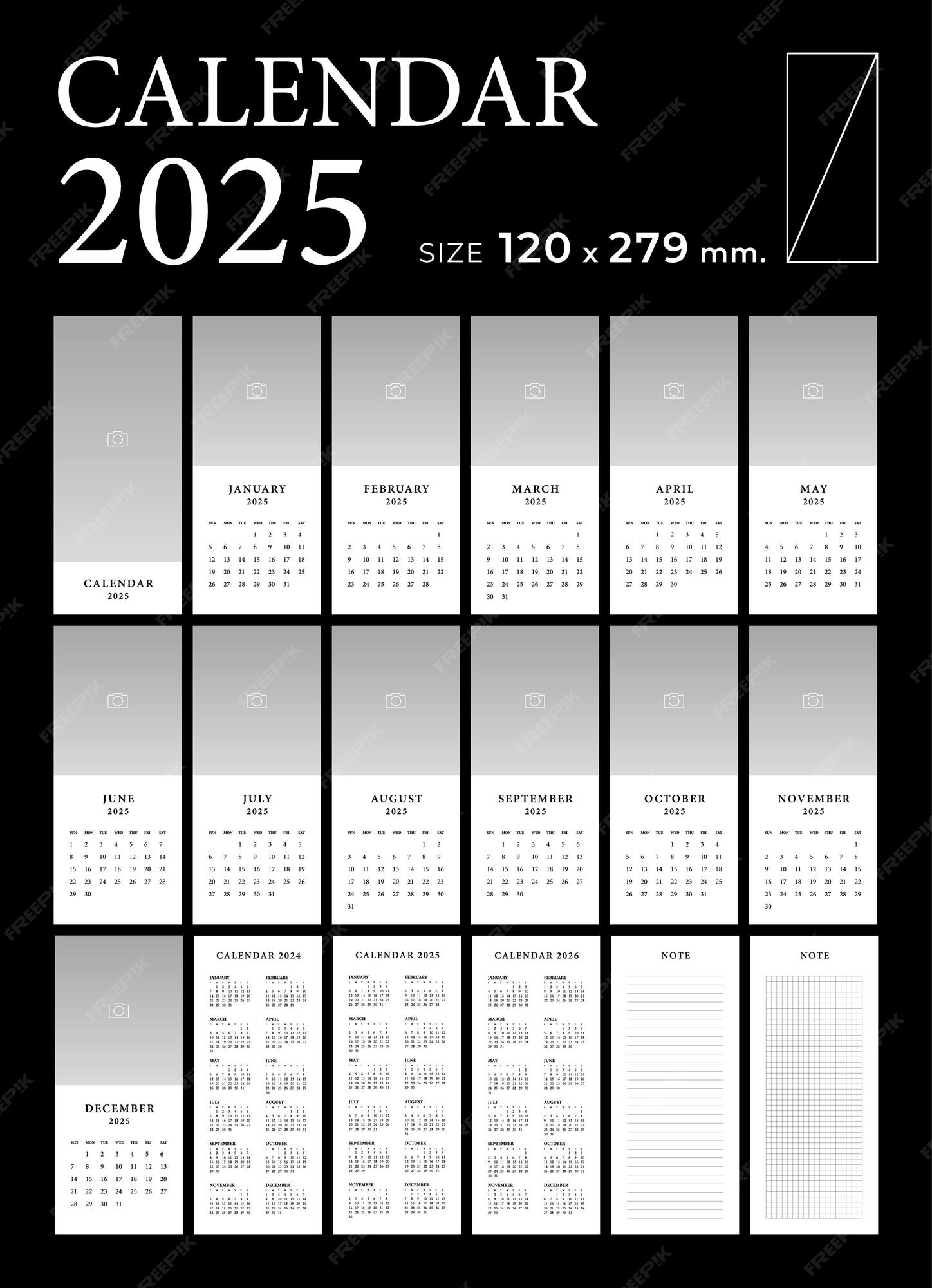 Premium Vector Calendar 2025 template planner vector diary in a