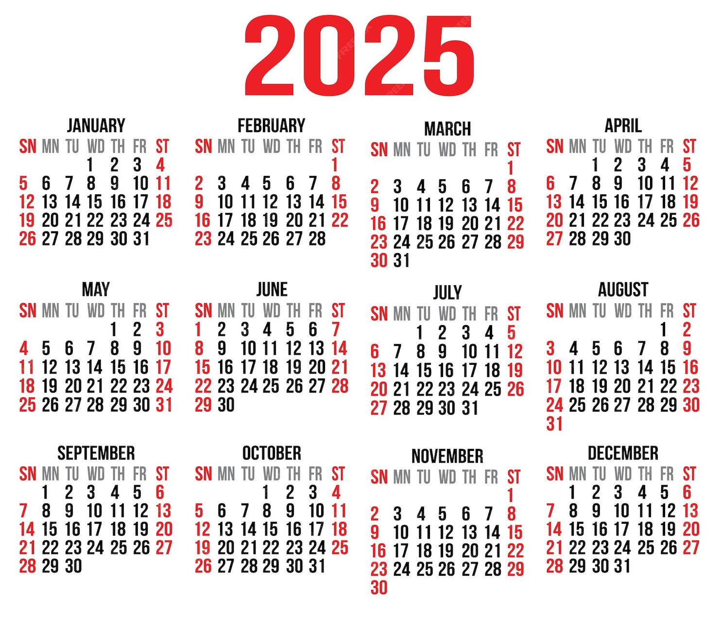 Premium Vector Calendar 2025 vector template planner 2025 year wall