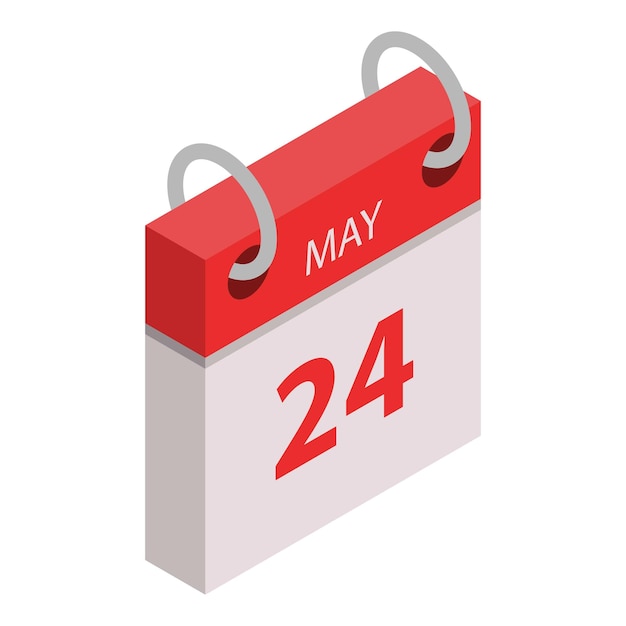 Calendar 24 may holiday icon Isometric of calendar 24 may holiday vector icon for web design isolated on white background