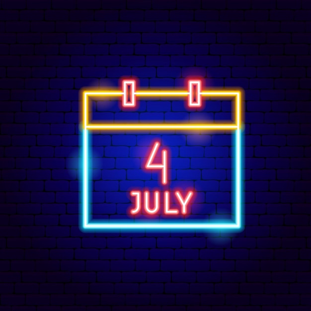 Calendario 4 luglio insegna al neon