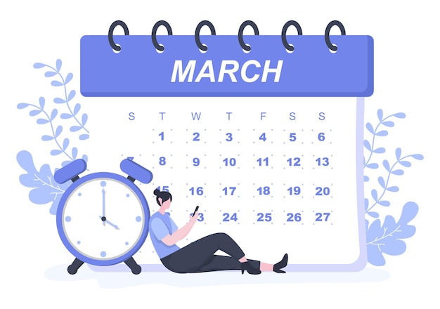 Illustrazione di vettore del fondo del calendario con il segno del cerchio per la pianificazione, la gestione del tempo, l'organizzazione del lavoro e gli eventi della vita o le vacanze